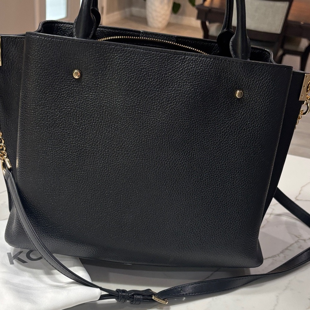 Michael Kors Black Leather Satchel with Gold Hardware - Picture 5 of 17